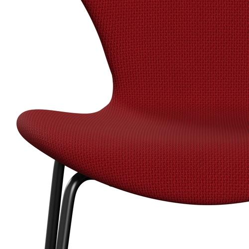 Fritz Hansen 3107 Stuhl Vollpolsterung, Schwarz/Diablo Warm Red