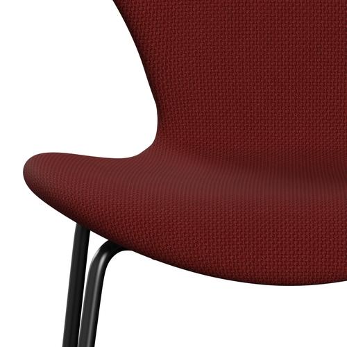 Fritz Hansen 3107 Stuhl Vollpolsterung, Schwarz/Diablo Weinrot