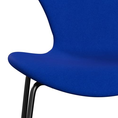 Fritz Hansen 3107 Stuhl Vollpolsterung, Schwarz/Divina Blau