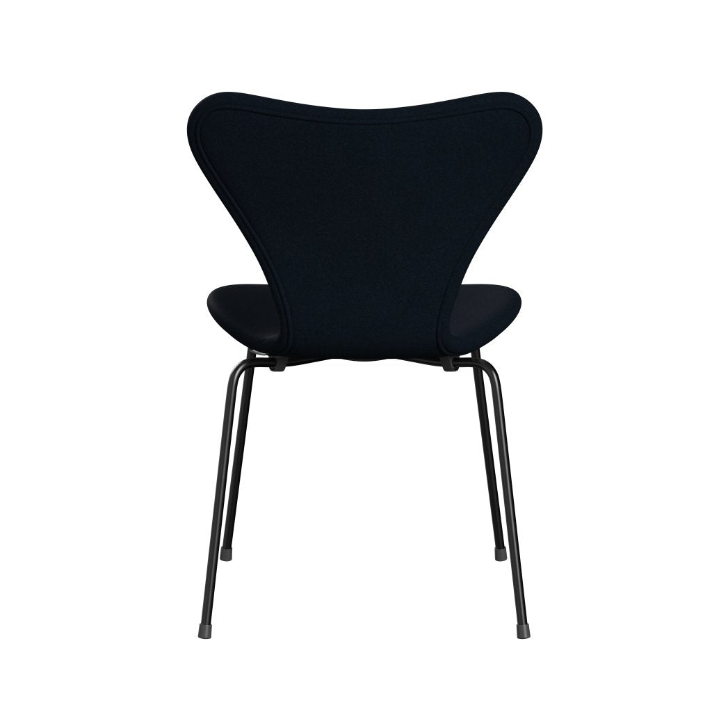 Fritz Hansen 3107 Stuhl Vollpolsterung, Schwarz/Divina Dunkelblau