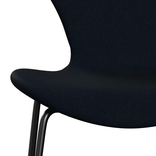 Fritz Hansen 3107 Stuhl Vollpolsterung, Schwarz/Divina Dunkelblau