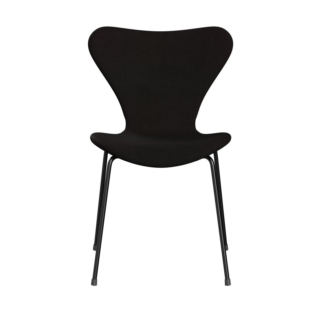 Fritz Hansen 3107 Stuhl Vollpolsterung, Schwarz/Divina Dunkelbraun (Div384)