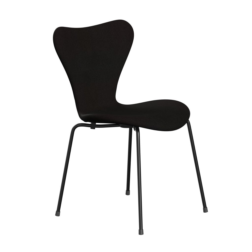 Fritz Hansen 3107 Stuhl Vollpolsterung, Schwarz/Divina Dunkelbraun (Div384)