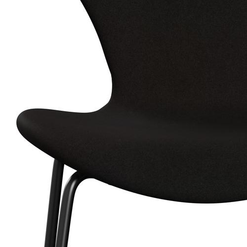 Fritz Hansen 3107 Stuhl Vollpolsterung, Schwarz/Divina Dunkelbraun (Div384)