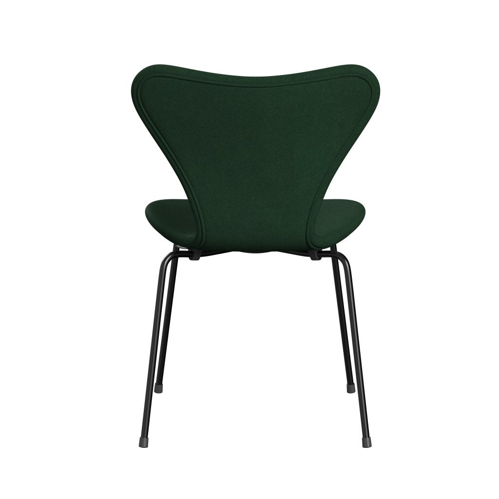 Fritz Hansen 3107 Stuhl Vollpolsterung, Schwarz/Divina Dunkelgrün (Div876)