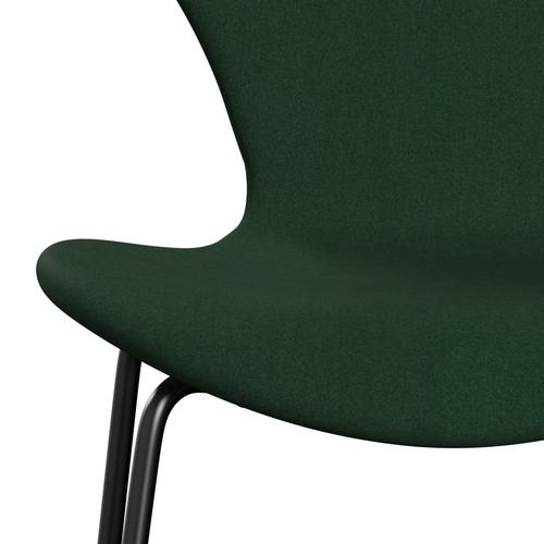 Fritz Hansen 3107 Stuhl Vollpolsterung, Schwarz/Divina Dunkelgrün (Div876)