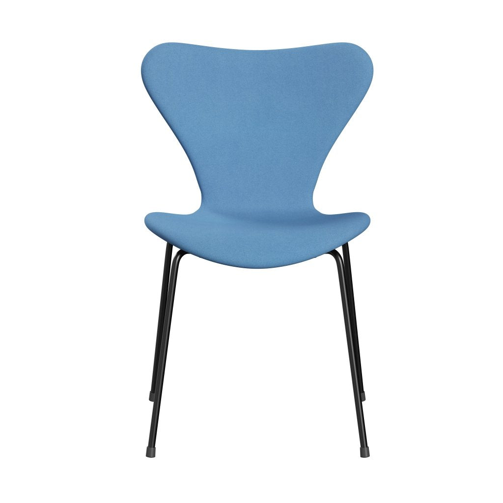 Fritz Hansen 3107 Stuhl Vollpolsterung, Schwarz/Divina Hellblau (Div712)