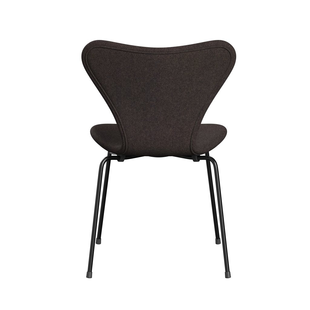 Fritz Hansen 3107 Stuhl Vollpolsterung, Schwarz/Divina Md Chocolate