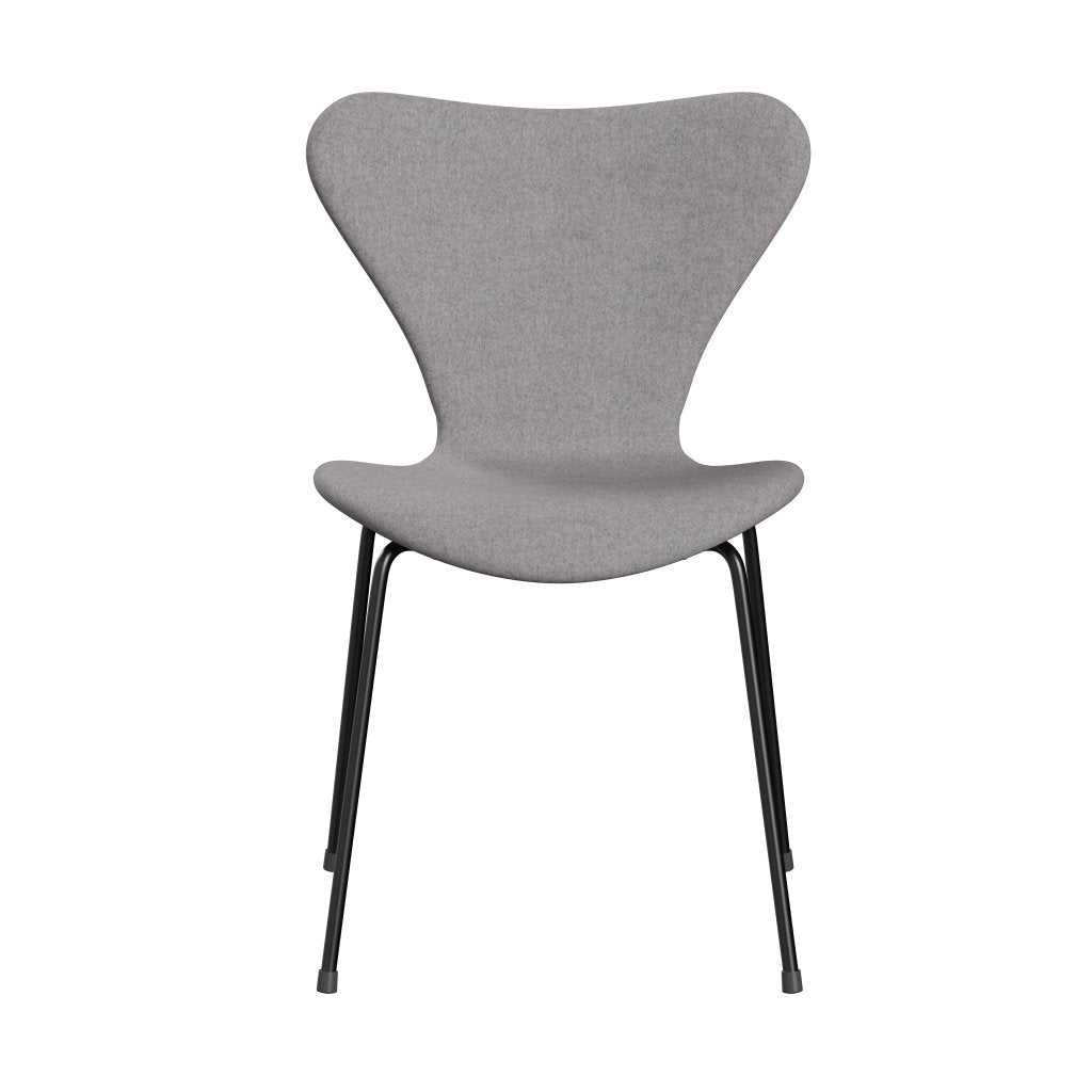 Fritz Hansen 3107 Stuhl Vollpolsterung, Schwarz/Divina Md Cool Light Grey