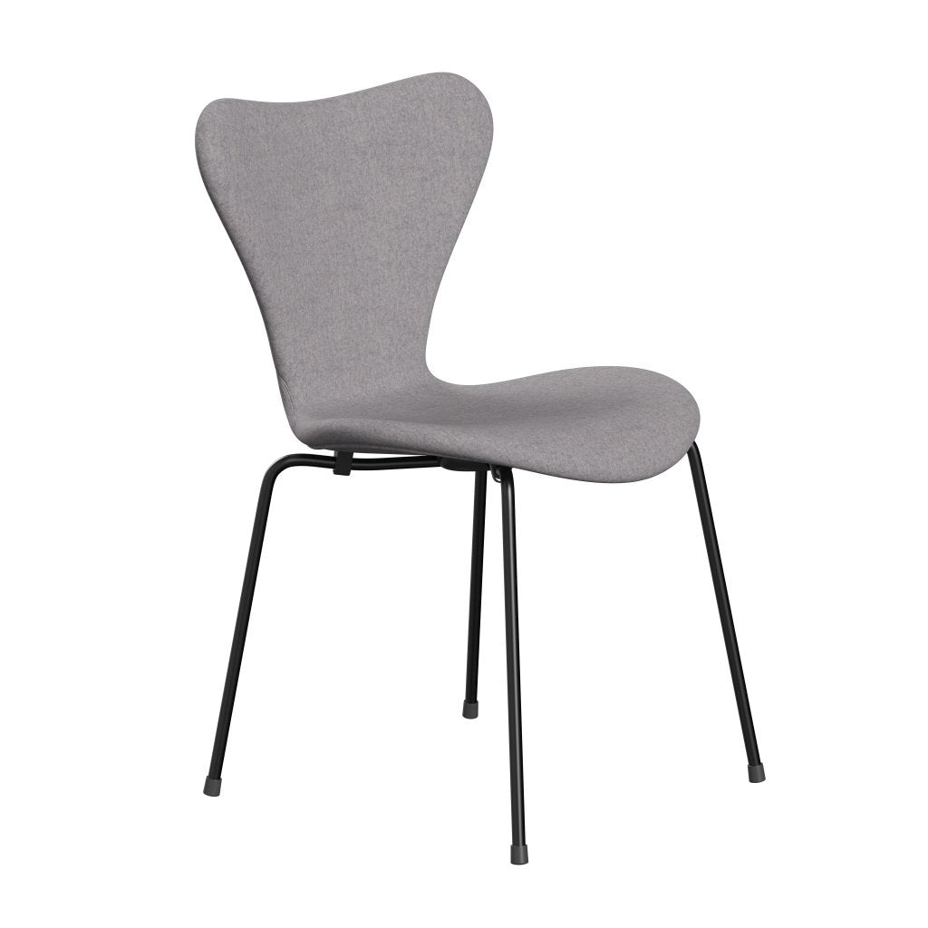 Fritz Hansen 3107 Stuhl Vollpolsterung, Schwarz/Divina Md Cool Light Grey