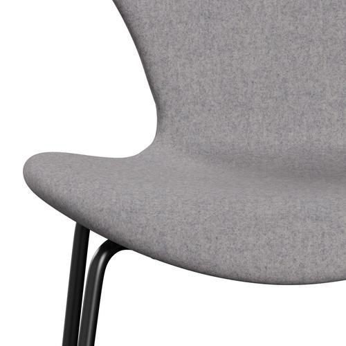 Fritz Hansen 3107 Stuhl Vollpolsterung, Schwarz/Divina Md Cool Light Grey