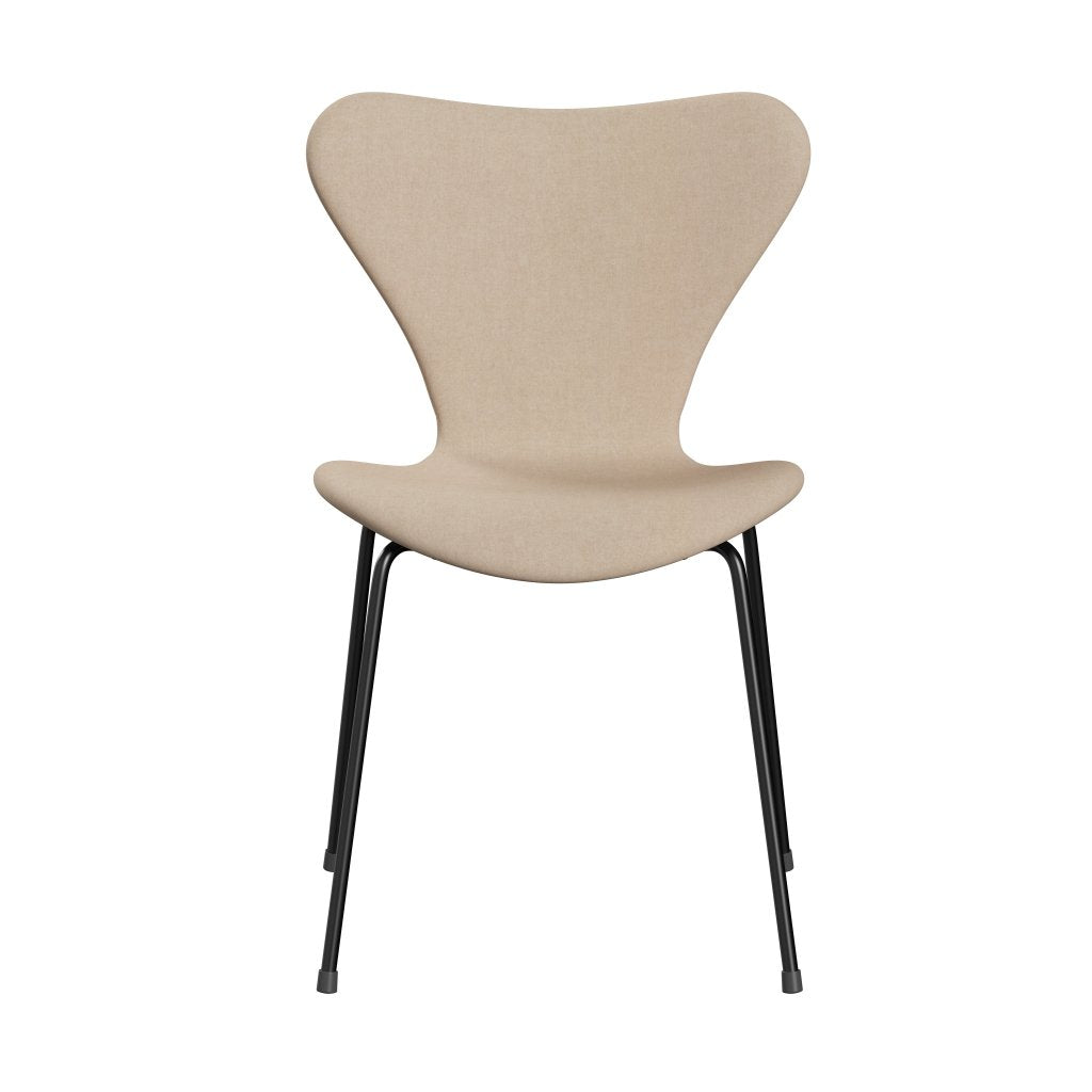 Fritz Hansen 3107 Stuhl Vollpolsterung, Schwarz/Divina Md Crème