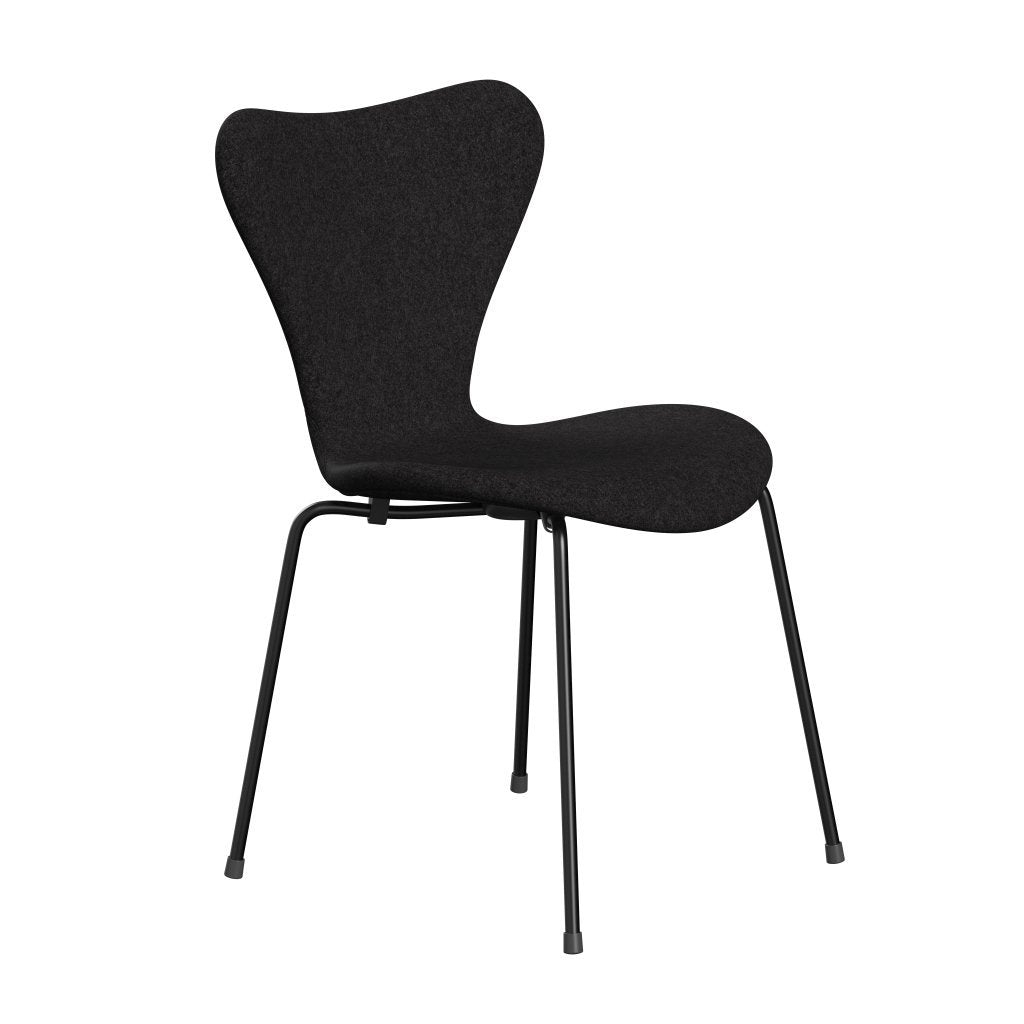 Fritz Hansen 3107 Stuhl Vollpolsterung, Schwarz/Divina Md Dunkelgrau