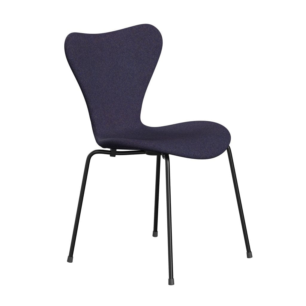 Fritz Hansen 3107 Stuhl Vollpolsterung, Schwarz/Divina Md Dusty Blue