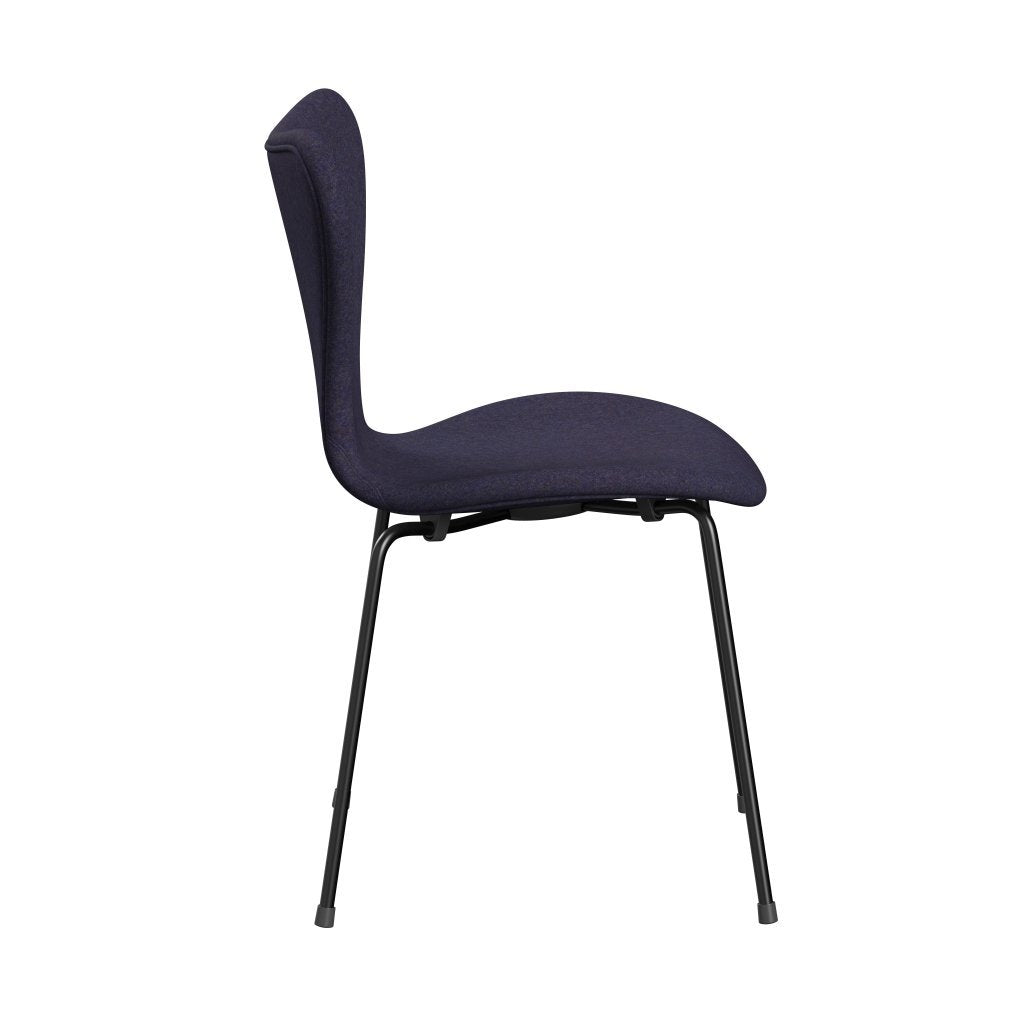 Fritz Hansen 3107 Stuhl Vollpolsterung, Schwarz/Divina Md Dusty Blue