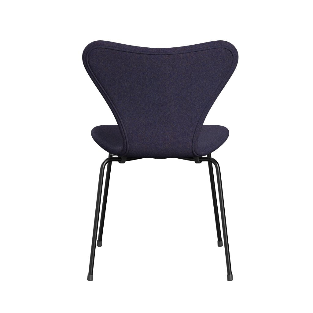 Fritz Hansen 3107 Stuhl Vollpolsterung, Schwarz/Divina Md Dusty Blue