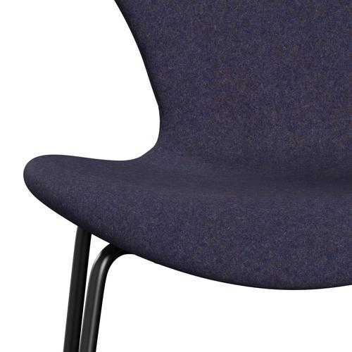 Fritz Hansen 3107 Stuhl Vollpolsterung, Schwarz/Divina Md Dusty Blue