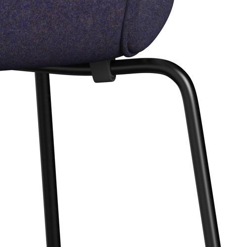 Fritz Hansen 3107 Stuhl Vollpolsterung, Schwarz/Divina Md Dusty Blue