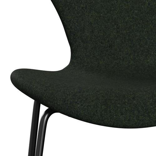 Fritz Hansen 3107 Stuhl Vollpolsterung, Schwarz/Divina Md Moss Green