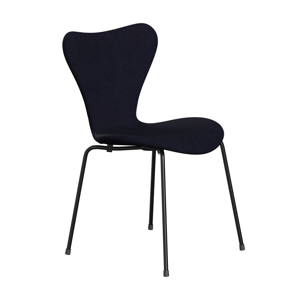 Fritz Hansen 3107 Stuhl Vollpolsterung, Schwarz/Divina Md Navy Dunkel