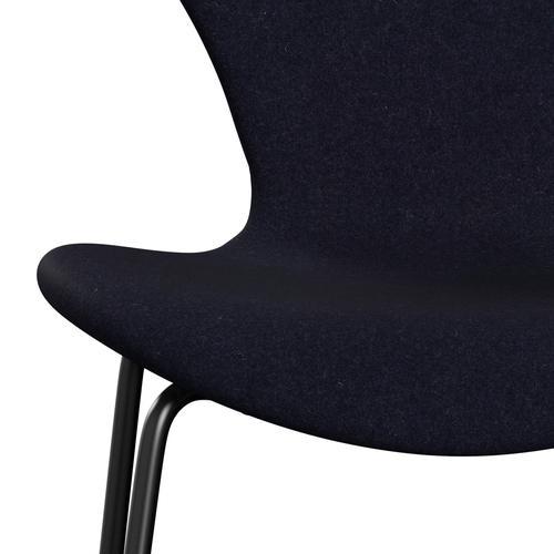 Fritz Hansen 3107 Stuhl Vollpolsterung, Schwarz/Divina Md Navy Dunkel