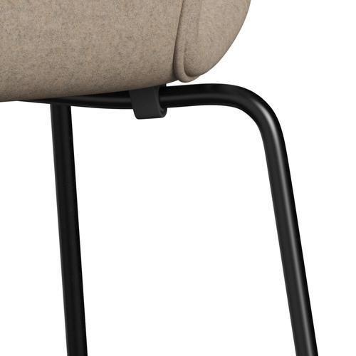 Fritz Hansen 3107 Stuhl Vollpolsterung, Schwarz/Divina Md Sandfarben