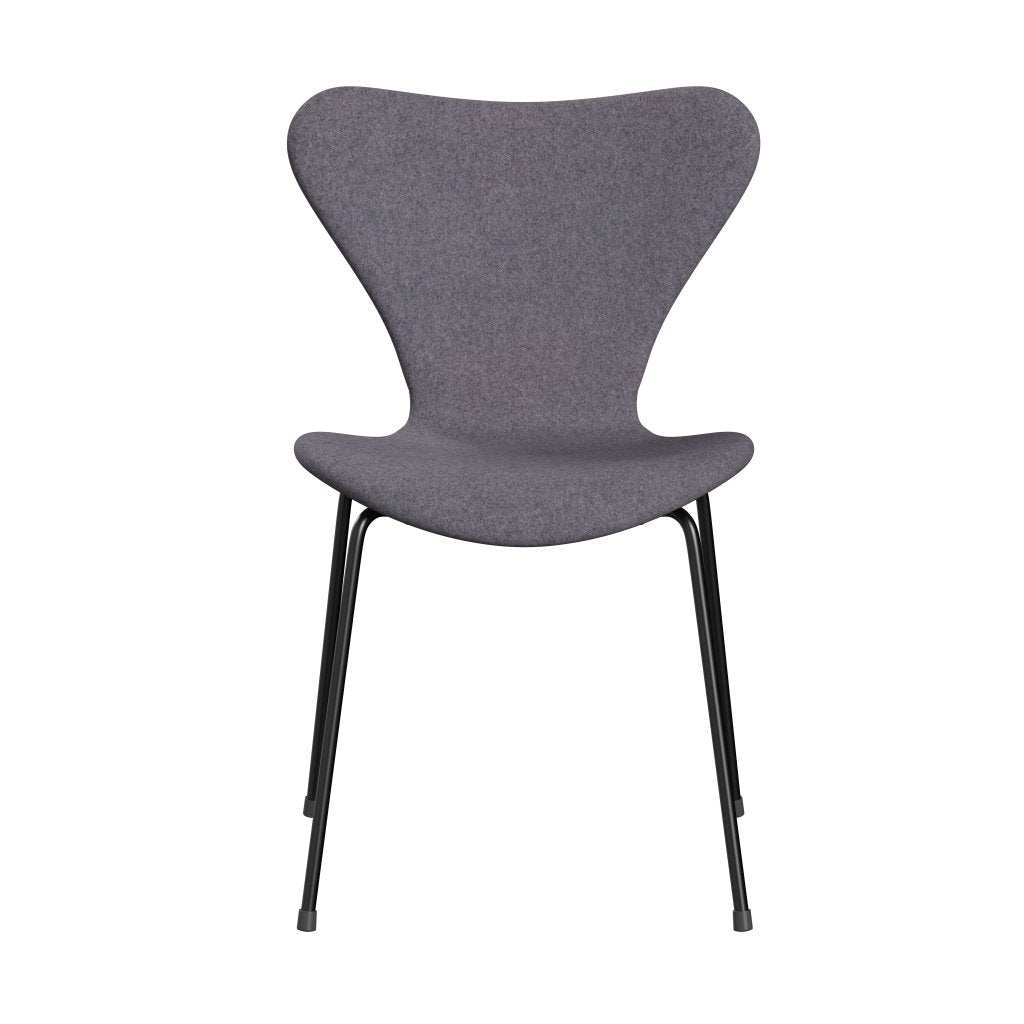 Fritz Hansen 3107 Stuhl Vollpolsterung, Schwarz/Divina Md Soft Blue Grey