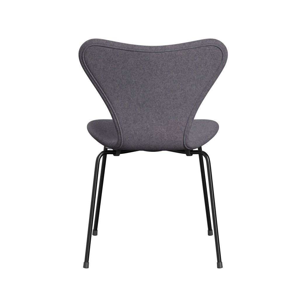 Fritz Hansen 3107 Stuhl Vollpolsterung, Schwarz/Divina Md Soft Blue Grey