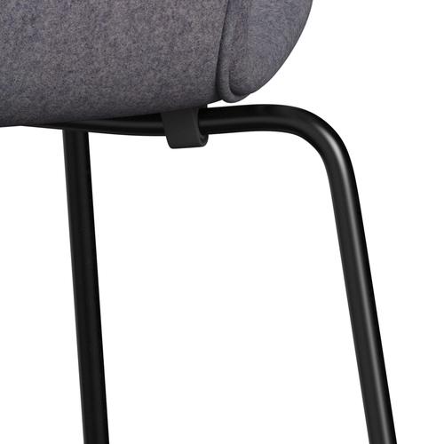 Fritz Hansen 3107 Stuhl Vollpolsterung, Schwarz/Divina Md Soft Blue Grey