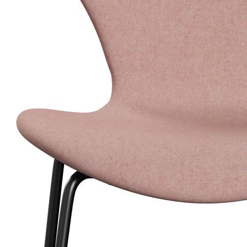 Fritz Hansen 3107 Stuhl Vollpolsterung, Schwarz/Divina Md Soft Pink