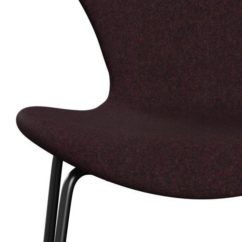 Fritz Hansen 3107 Stuhl Vollpolsterung, Schwarz/Divina Md Weinrot