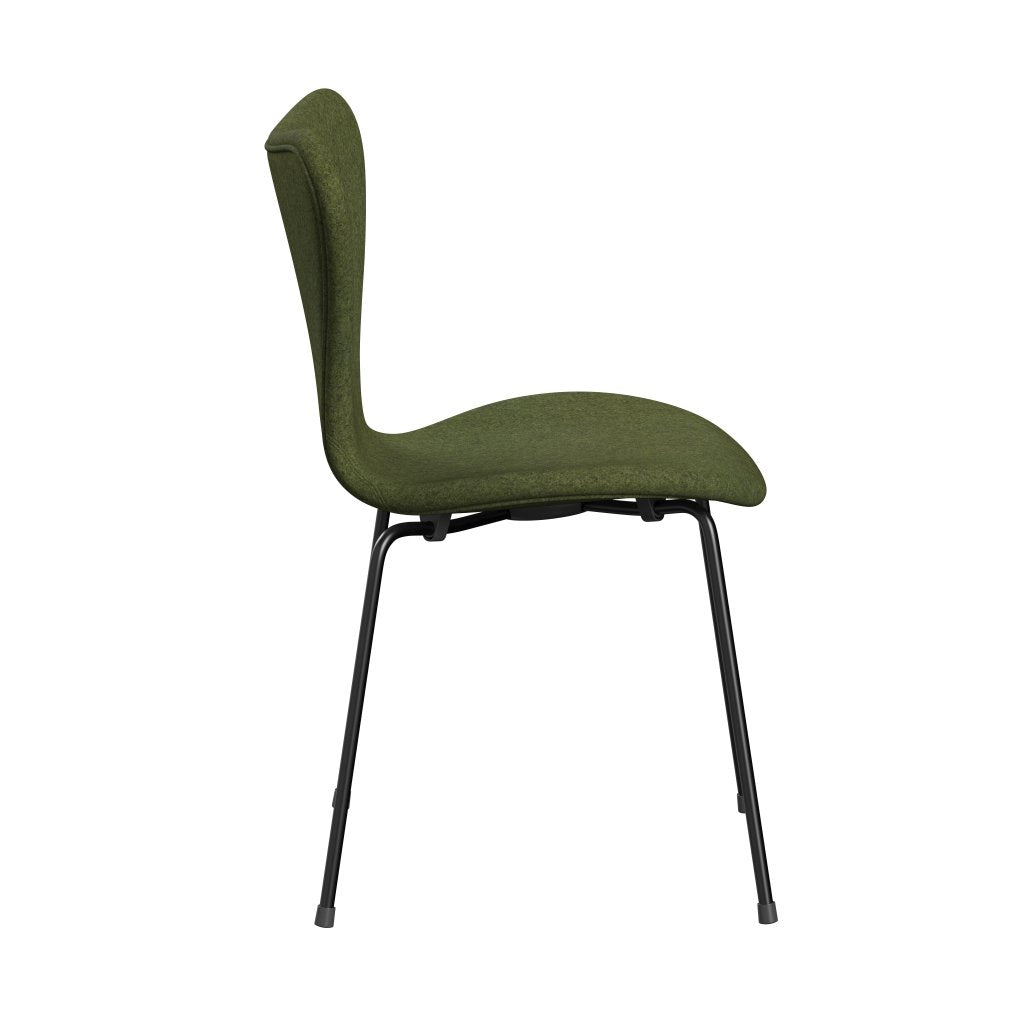 Fritz Hansen 3107 Stuhl Vollpolsterung, Schwarz/Divina Md Wintergrün