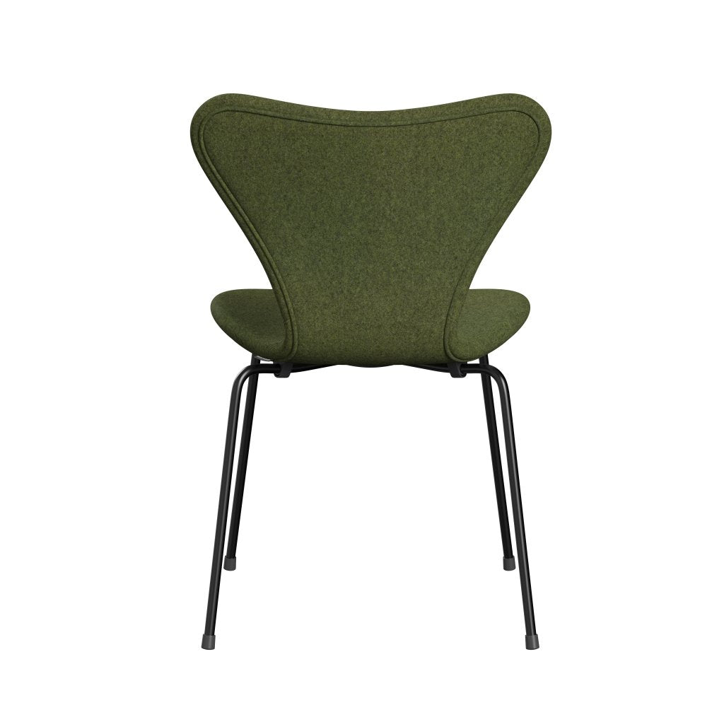 Fritz Hansen 3107 Stuhl Vollpolsterung, Schwarz/Divina Md Wintergrün