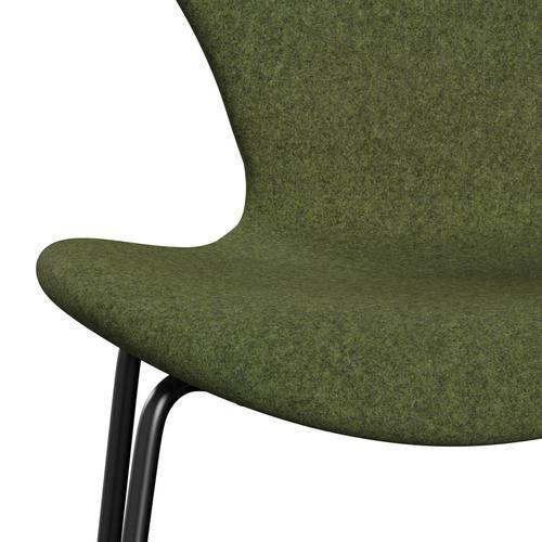 Fritz Hansen 3107 Stuhl Vollpolsterung, Schwarz/Divina Md Wintergrün