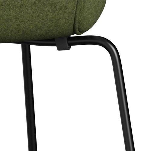 Fritz Hansen 3107 Stuhl Vollpolsterung, Schwarz/Divina Md Wintergrün