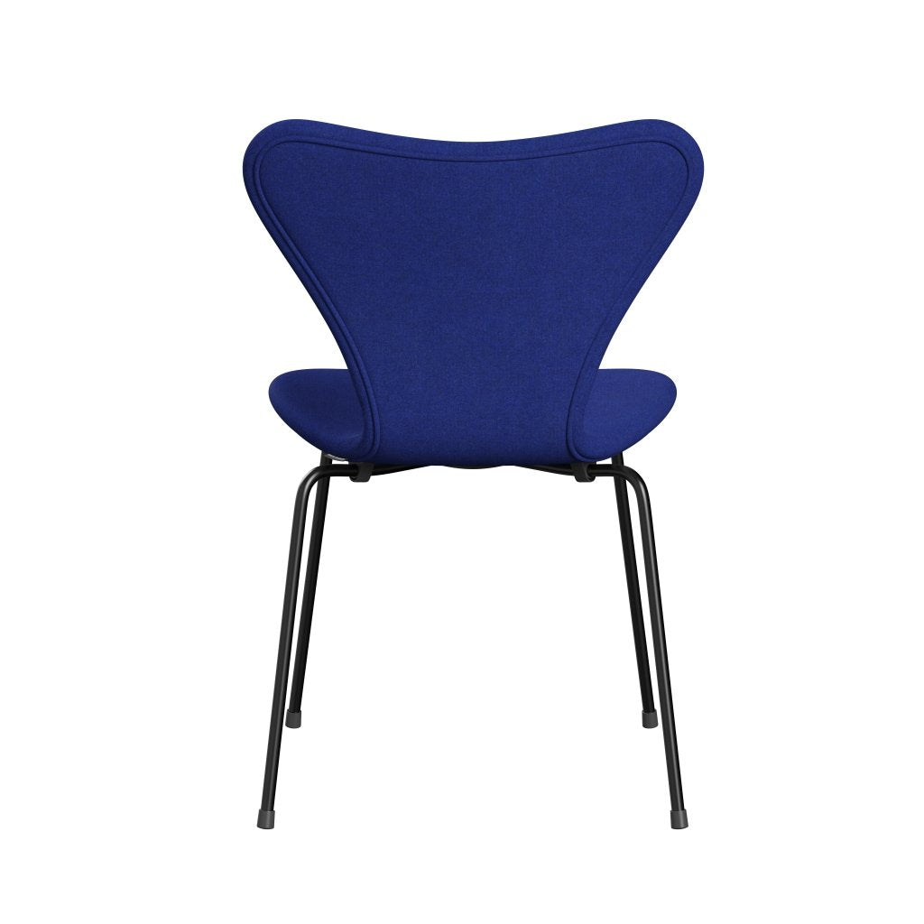 Fritz Hansen 3107 Stuhl Vollpolsterung, Schwarz/Divina Melange Blau