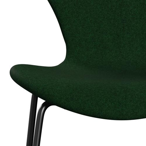 Fritz Hansen 3107 Stuhl Vollpolsterung, Schwarz/Divina Melange Forest Green