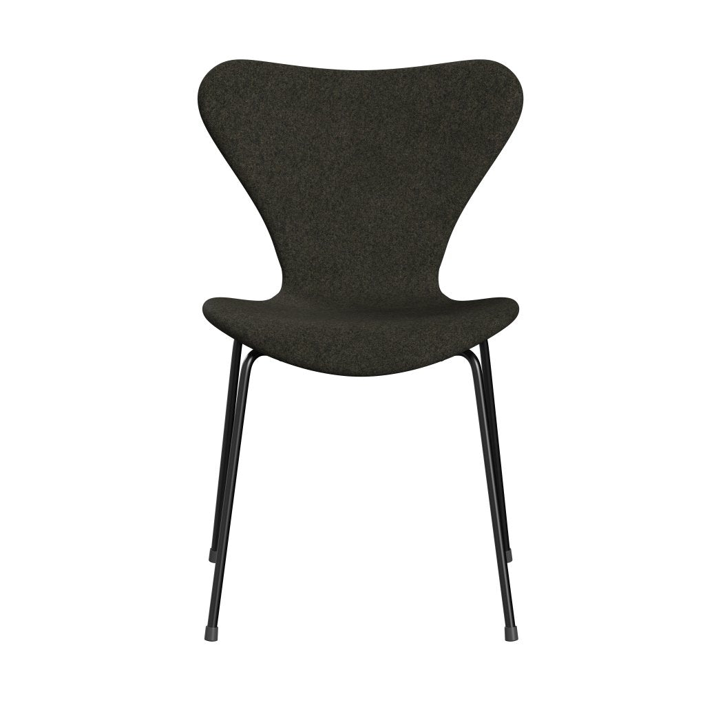 Fritz Hansen 3107 Stuhl Vollpolsterung, Schwarz/Divina Melange Grau Braun