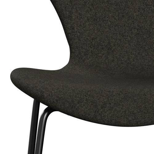 Fritz Hansen 3107 Stuhl Vollpolsterung, Schwarz/Divina Melange Grau Braun