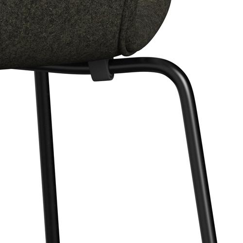 Fritz Hansen 3107 Stuhl Vollpolsterung, Schwarz/Divina Melange Grau Braun