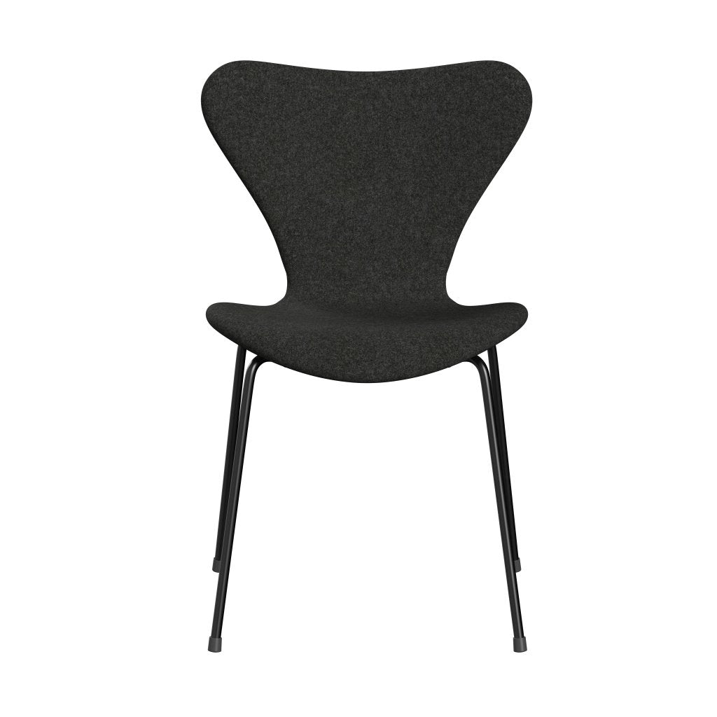 Fritz Hansen 3107 Stuhl Vollpolsterung, Schwarz/Divina Melange Grau