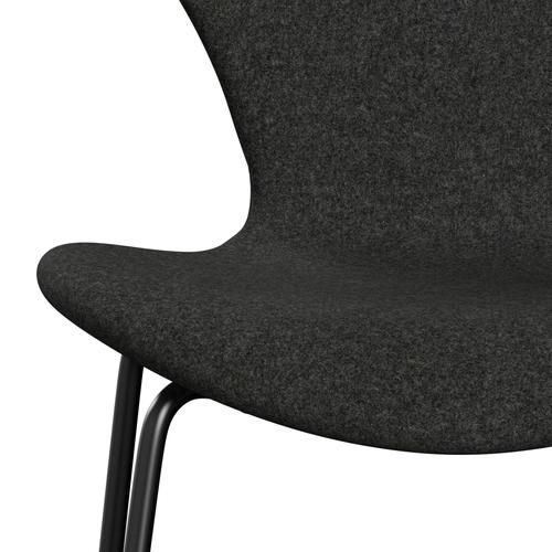 Fritz Hansen 3107 Stuhl Vollpolsterung, Schwarz/Divina Melange Grau