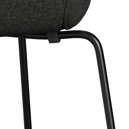 Fritz Hansen 3107 Stuhl Vollpolsterung, Schwarz/Divina Melange Grau