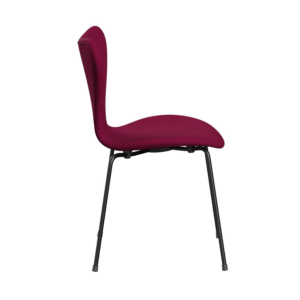 Fritz Hansen 3107 Stuhl Vollpolsterung, Schwarz/Divina Melange Lipstick Pink