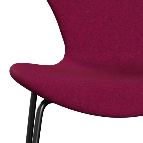 Fritz Hansen 3107 Stuhl Vollpolsterung, Schwarz/Divina Melange Lipstick Pink