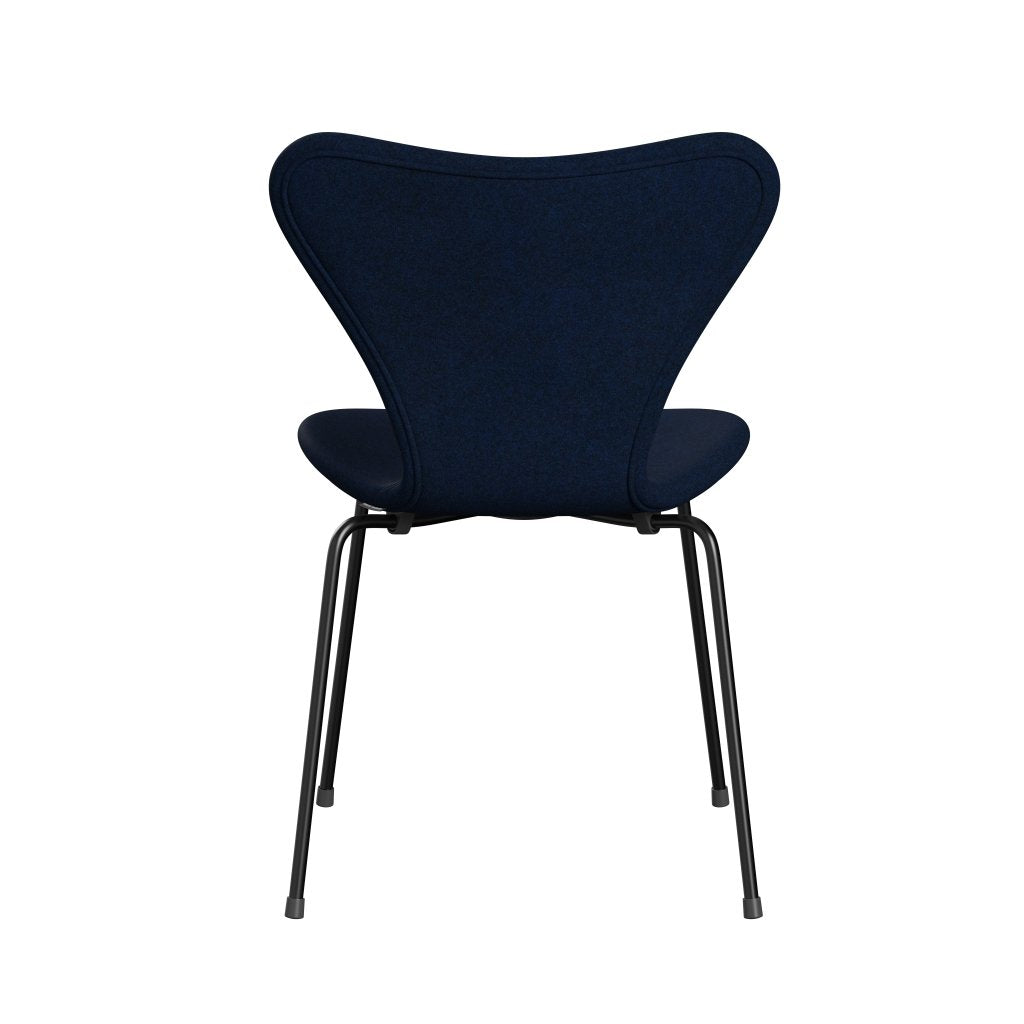 Fritz Hansen 3107 Stuhl Vollpolsterung, Schwarz/Divina Melange Navy Dunkel