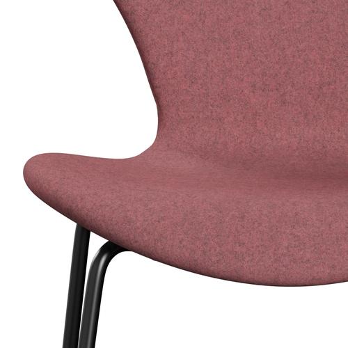 Fritz Hansen 3107 Stuhl Vollpolsterung, Schwarz/Divina Melange Pink