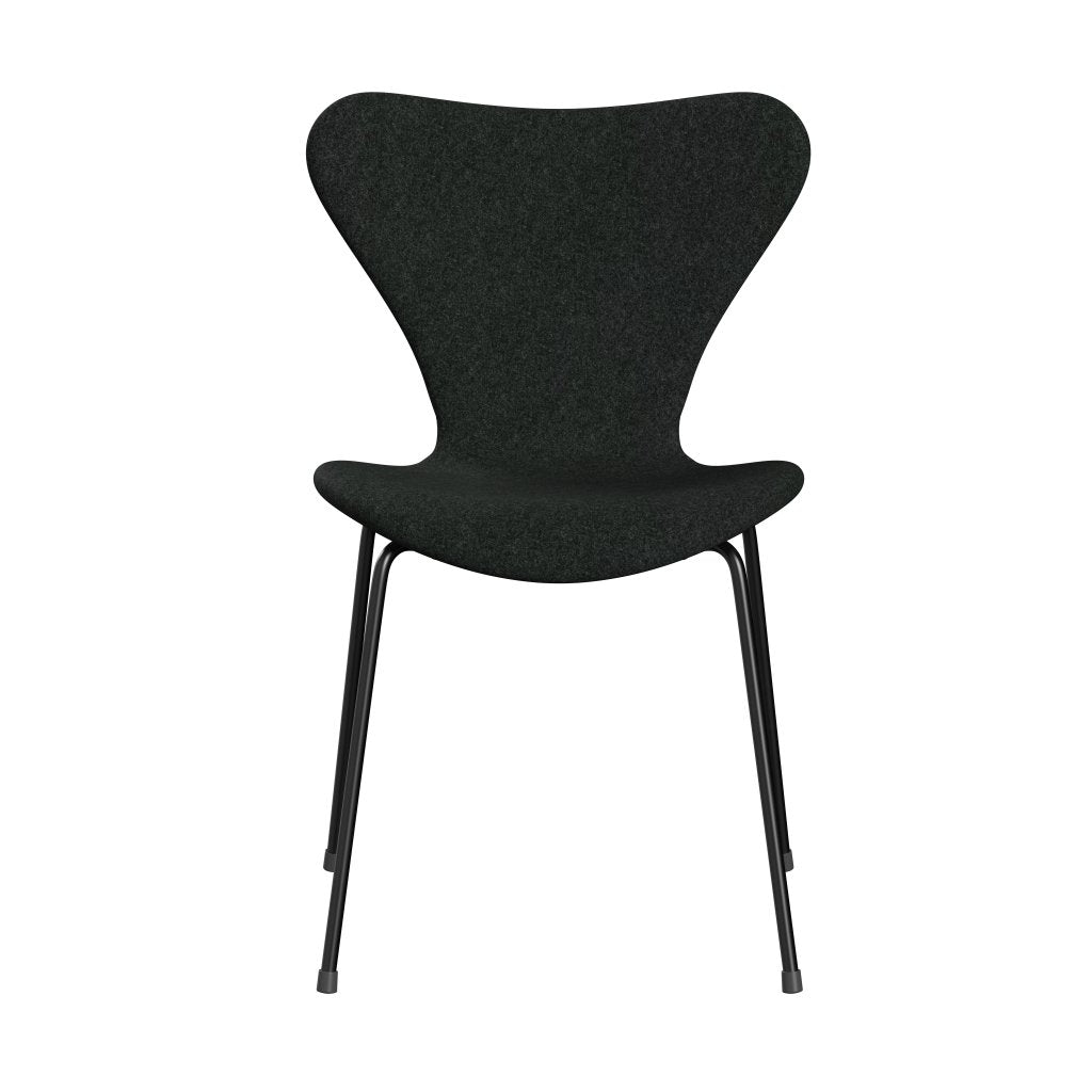 Fritz Hansen 3107 Stuhl Vollpolsterung, Schwarz/Divina Melange Salt & Pepper