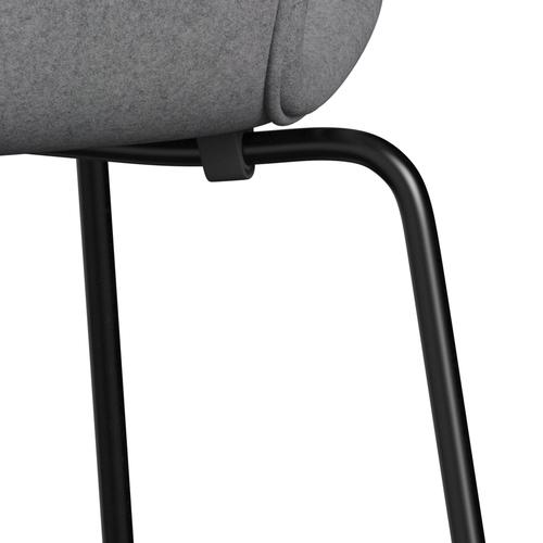 Fritz Hansen 3107 Stuhl Full Polster, Schwarz/Divina Melange Stone Gray