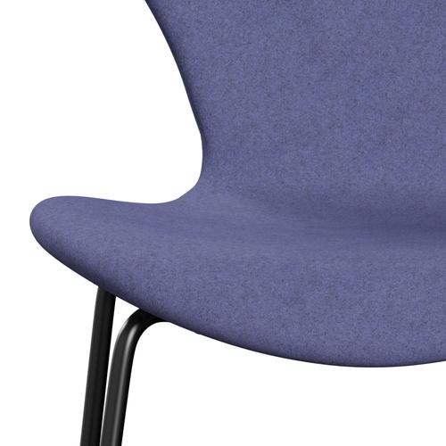 Fritz Hansen 3107 Stuhl Vollpolsterung, Schwarz/Divina Melange Violet Light